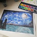 Claro de luna  . Pictură în acuarelă de Laura Garnica - 11.18.2020