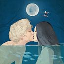 Lovers in the Blue. Een project van  Artistieke tekening, Digitale tekening, Digitale illustratie y Aquarelschilderen van Denitsa Katelieva - 18.11.2020