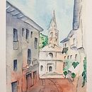 My project in Architectural Sketching with Watercolor and Ink course. Rivoli's city center.  . % Serena tarafından hazırlanan Sulubo, Ve a Resim projesi - 12.08.2020