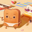 Naked toast on the beach illustration. Projekt z dziedziny Ilustracja c, frowa, Trad, c i jna ilustracja użytkownika Jo Lin Ong - 01.12.2020