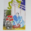 My project in Watercolor Illustration with Japanese Influence course - here is my final image - only just used Photoshop so new to it. I wasn't very successful with the background eraser . % Jacqueline Jeynes tarafından hazırlanan Sulubo, Ve a Resim projesi - 12.29.2020