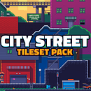 Pixel Art Tileset: City Street. Game Development, Pixel Art, Video Games, and Game Design project by Daniel Benítez - 08.22.2019