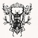 Mein Kursprojekt: Blackwork Tattoodesign. Ilustração tradicional projeto de Dimitri Litzinger - 18.01.2021