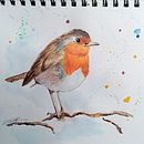 Mi Proyecto del curso: Acuarela artística para ilustración de aves: Petirrojo. Projekt z dziedziny Ilustracja naturalist i czna użytkownika vanessapeleteiro_1 - 21.01.2021