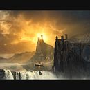 Matte painting VIKING FUNERAL. Fine Arts, Matte Painting, L, scape Architecture, and Photo Retouching project by Eugin Cöre - 01.22.2021