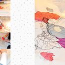 My project in Textile Silkscreen Printing with Stencil course. Projekt z dziedziny Projektowanie dodatków użytkownika Beata Wielgos - 26.01.2021