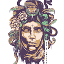 Medusa - artwork for Time Machine skateboards. Un proyecto de Br, ing e Identidad e Ilustración tradicional de Sérgio Veterano - 04.02.2021