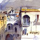 Atrani - Amalfi Coast. Architecture, Fine Arts, Drawing, Artistic Drawing, and Watercolor Painting project by yolahugo - 02.05.2021