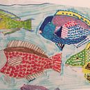 Fish drawn for my son Nick and coloured in by us both. 1993. Traditional illustration project by Hanna Kist Stevenson - 02.14.2021