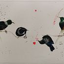 Water Colour Birds on a Branch. Pintura em aquarela projeto de Kathrine Laurence - 15.02.2021