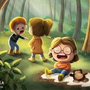 Kids in the forest. Ilustração infantil e Ilustração digital projeto de Adrika Černáčková - 23.02.2021