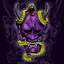My 1st project - Oni Mask and viper snake. Traditional illustration project by estetikdesain - 02.24.2021