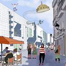 Calle Ferlandina y el MACBA, Barcelona. Un proyecto de Ilustración arquitectónica de Josep Ramon Roy - 07.03.2021