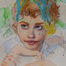 Lilly Pad Princess in Illustrated Portrait in Watercolor course. Traditional illustration, Fine Arts, Painting, Drawing, Watercolor Painting, Portrait Drawing, and Artistic Drawing project by Stephanie Jagielski - 02.25.2021