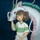 Chihiro and Haku | Spirited Away. Ilustração digital projeto de Isadora Arantes - 26.02.2021