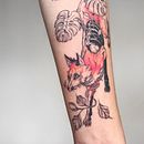 Zorro entre monstreras. Tattoo Design, Traditional illustration, and Botanical Illustration project by Icarus - 03.08.2021