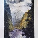 Día lluvioso. Naturalistic Illustration, L, scape Architecture, Painting, and Watercolor Painting project by Andrés Mendoza Rojas - 03.14.2021