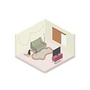 Minimalist living room | Isometric vector illustration - meu projeto do curso: Ilustração vetorial isométrica a partir do zero. Projekt z dziedziny Design i Grafika wektorowa użytkownika Mariana da Rocha Lima - 19.03.2021