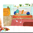 Knitting on my cushion "couch" . Un proyecto de Sketchbook de Julie Amos - 20.04.2021