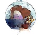 sumergida en su pequeño oceano. Un proyecto de Ilustración digital de andreutb_arqueo_art - 23.04.2021