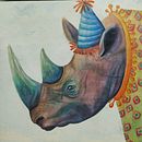 El Rino está de fiesta. Un progetto di Illustrazione tradizionale, Illustrazione infantile, Pittura e Pittura ad acquerello di Carolina Correa - 24.04.2021