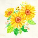 Sunflowers. Watercolor Painting project by Rhuriko Cayabyab - 04.25.2021
