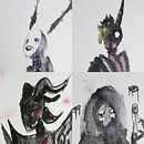 "4 Pensamientos". Un proyecto de Dibujo, Diseño de personajes, Ilustración con tinta y Pintura a la acuarela de Not_Ricardo Aranda - 26.04.2021