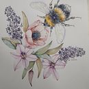 Abejorro en primavera, mi  Proyecto del curso: Dibujo y composición naturalista en acuarela. Un progetto di Illustrazione botanica di Maricarmen Garcia Saav - 05.05.2021