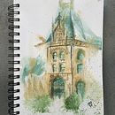 My project in Architectural Sketching with Watercolor and Ink course. Sketching, Drawing, Watercolor Painting, Architectural Illustration, Sketchbook & Ink Illustration project by corilove13 - 05.29.2021