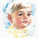 Toddler Portrait. Traditional illustration, and Watercolor Painting project by Elena Kovyrzina - 06.02.2021
