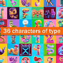 36 characters of type. Design, Traditional illustration, 3D, Art Direction, Character Design, T, pograph, Writing, Calligraph, Lettering, 3D Modeling, Digital Illustration, 3D Character Design, Instagram, 3D Design, Digital Lettering, Digital Design, 3D Lettering, and Digital Drawing project by zinkete - 06.07.2021