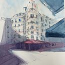 My project in Architectural Sketching with Watercolor and Ink course. Esboçado, Desenho, Pintura em aquarela, Ilustração arquitetônica, Sketchbook e Ilustração com tinta projeto de akanitk84 - 19.06.2021