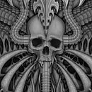 biomechanical skull. Un proyecto de Ilustración tradicional de Rodrigo Cámara - 24.06.2021