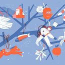 Design for risograph folded card. Un proyecto de Ilustración tradicional de Susannah Garden - 19.12.2020
