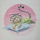 Sleepy Cat. Ilustração tradicional, Design de personagens, Artesanato, Artes plásticas, e Pintura projeto de Flávia Leitão - 01.07.2021