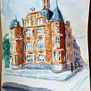 My project in Architectural Sketching with Watercolor and Ink course, Bristollian building.. Een project van  Schetsen,  Tekening, Aquarelschilderen,  Architecturale illustratie, Sketchbook y  Illustratie met inkt van gaelle_paumelle - 02.07.2021