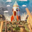 Rocket on the strange planet. Un progetto di 3D e Illustrazione tradizionale di Jakub Kukuryk - 03.07.2021