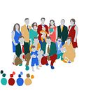 Family photo: tetrahedral crowd. Traditional illustration, and Color Theor project by triin - 07.04.2021