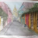Mi primer paisaje en acuarela: Cartagena de Indias- Colombia. Fine Arts, Watercolor Painting, and Architectural Illustration project by Sebastián Camilo Leal Daza - 07.10.2021