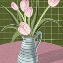 Tulipanes en jarra. Un proyecto de Ilustración tradicional, Dibujo digital, Pintura digital e Ilustración botánica de Bárbara Martínez Calvo - 28.03.2021