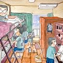 My life while I am a doctoral student. Ilustração tradicional, Esboçado, Desenho a lápis, Desenho, Pintura em aquarela, Sketchbook e Ilustração com tinta projeto de akanitk84 - 12.07.2021