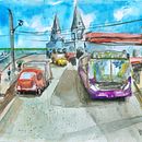 Meu projeto do curso: Paisagens urbanas em aquarela. Projekt z dziedziny  Sztuki piękne, Malowanie akwarelą,  R i sunek architektoniczn użytkownika Hamilton Braga - 14.07.2021