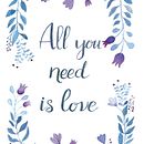 All you need is love. Traditional illustration, Design, Lettering, and Botanical Illustration project by Carolina Etchepare - 07.18.2021