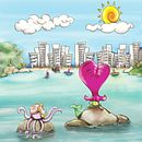 Sereia Lili e People, o Polvo. Een project van Traditionele illustratie,  Ontwerp, Ontwerp van personages,  Beeldende kunst, Schilderij,  Scenografie,  Tekening,  Creativiteit, Digitale illustratie,  Concept art, Digitaal ontwerp y  Digitaal schilderij van Simone Lim - 22.07.2021
