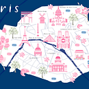 Paris: Creación de mapas ilustrados. Een project van Traditionele illustratie,  Infographics,  Tekening, Digitale illustratie,  Artistieke tekening y  Digitaal schilderij van Josefina Giavedoni - 03.08.2021