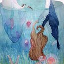 Bajo el agua. Un proyecto de Ilustración tradicional, Dibujo y Pintura a la acuarela de Amanda López - 29.07.2021