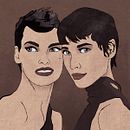 Linda Evangelista y Christy Turlington - Ilustración. Traditional illustration, and Digital Illustration project by Fernando Lorente Domínguez - 08.05.2021