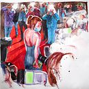 Famófagos - Red Carpet. Ilustração tradicional, Desenho artístico, Pintura em aquarela e Ilustração com tinta projeto de Mariano Lucano - 07.08.2021