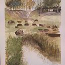 Mi Proyecto del curso : Atardecer en la chacra . Een project van Aquarelschilderen,  Beeldende kunst y Schilderij van María Ahumada - 30.10.2022
