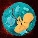 Microplastics in the placentas of unborn babies. Un proyecto de Ilustración tradicional, Ilustración vectorial e Ilustración digital de Leona Tsiara - 22.08.2021